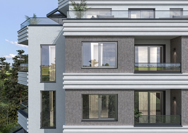 Съвременна сграда с алуминиева система за прозорци Profilink Orbis